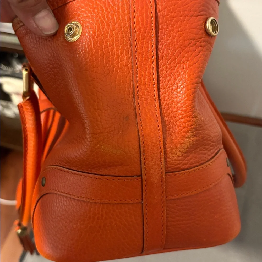 Burberry Orange Vintage Pebbled Leather Satchel Bag - Picture 16 of 16